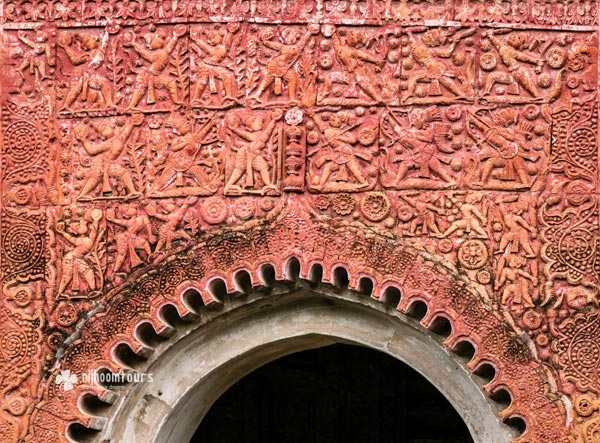 Terracotta work at the Gobinda Temple in Puthia