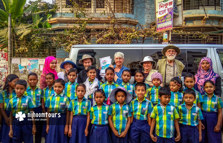 Visiting a school for the street children in Bangladesh