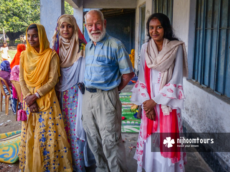 With some local girls at Barisal in Bangladesh