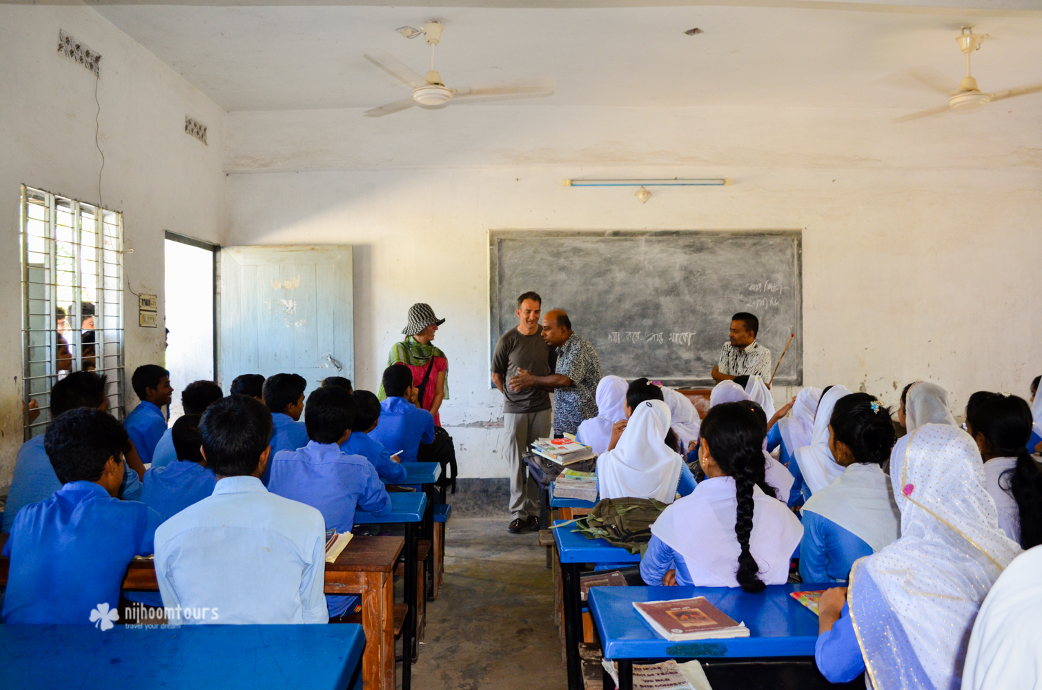 Suzan & John Skovron from USA visiting a school in southern Bangladesh in October, 2016, during their 5 days holiday