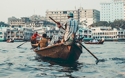 Photo of lively and vibrant Sadarghat waterfront in Dhaka City Tour - Day Tour to New & Old Dhaka