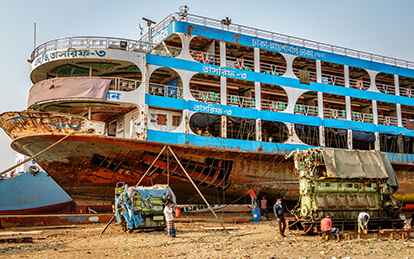 Photo of a ship on the shipyards we'll visit in Dhaka Photography Tour